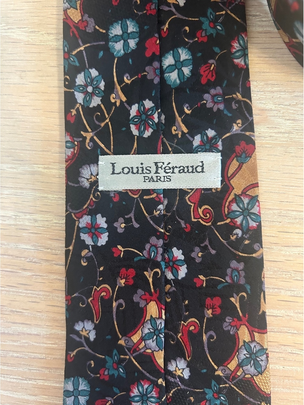 Louis Féraud Paris Floral Pattern Silk Tie